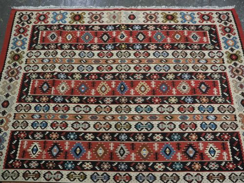 ANTIQUE PIROT SARKOY KILIM OF BANDED DESIGN SUPERB CONDITION CIRCA 1920 - ADDITIONAL PHOTO 2