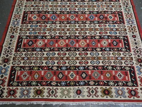 ANTIQUE PIROT SARKOY KILIM OF BANDED DESIGN SUPERB CONDITION CIRCA 1920 - ADDITIONAL PHOTO 4