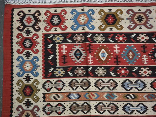 ANTIQUE PIROT SARKOY KILIM OF BANDED DESIGN SUPERB CONDITION CIRCA 1920 - ADDITIONAL PHOTO 5