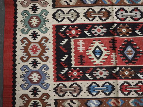 ANTIQUE PIROT SARKOY KILIM OF BANDED DESIGN SUPERB CONDITION CIRCA 1920 - ADDITIONAL PHOTO 6