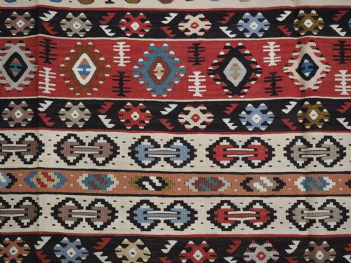 ANTIQUE PIROT SARKOY KILIM OF BANDED DESIGN SUPERB CONDITION CIRCA 1920 - ADDITIONAL PHOTO 7