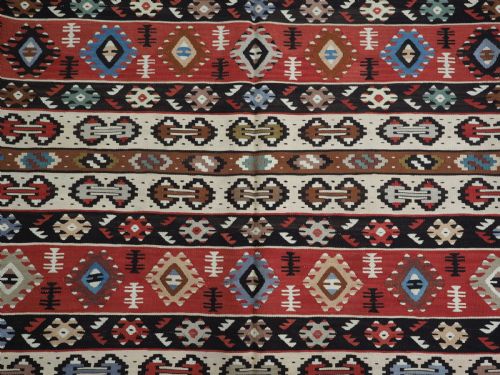ANTIQUE PIROT SARKOY KILIM OF BANDED DESIGN SUPERB CONDITION CIRCA 1920 - ADDITIONAL PHOTO 9