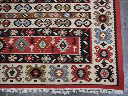 ANTIQUE PIROT SARKOY KILIM OF BANDED DESIGN SUPERB CONDITION CIRCA 1920 - ADDITIONAL PHOTO 10