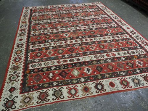 ANTIQUE PIROT SARKOY KILIM OF BANDED DESIGN LARGE SIZE SUPERB CONDITION CIRCA 1920 - ADDITIONAL PHOTO 1