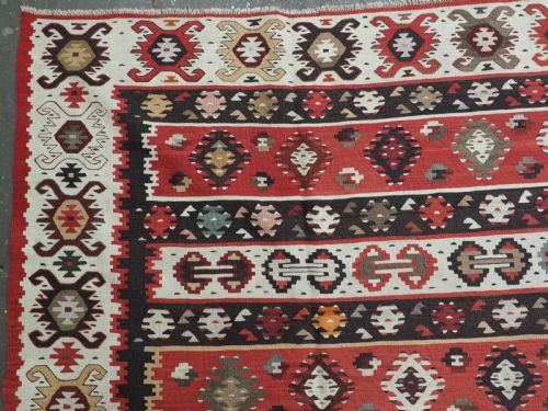 ANTIQUE PIROT SARKOY KILIM OF BANDED DESIGN LARGE SIZE SUPERB CONDITION CIRCA 1920 - ADDITIONAL PHOTO 5