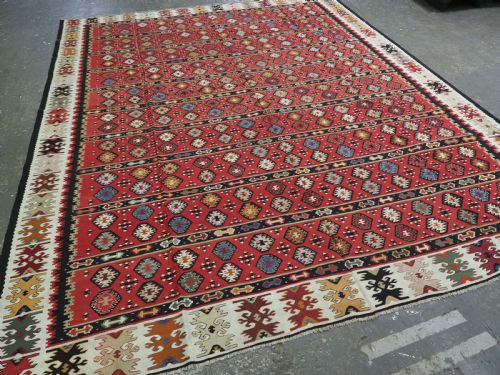 ANTIQUE PIROT SARKOY KILIM OF FINE BANDED DESIGN LARGE SIZE SUPERB CONDITION CIRCA 1920 - ADDITIONAL PHOTO 1