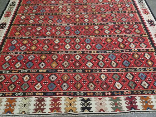 ANTIQUE PIROT SARKOY KILIM OF FINE BANDED DESIGN LARGE SIZE SUPERB CONDITION CIRCA 1920 - ADDITIONAL PHOTO 4