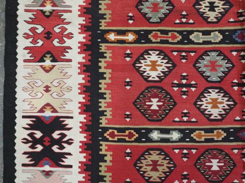 ANTIQUE PIROT SARKOY KILIM OF FINE BANDED DESIGN LARGE SIZE SUPERB CONDITION CIRCA 1920 - ADDITIONAL PHOTO 6