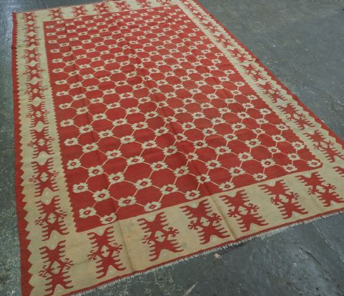 ANTIQUE PIROT SARKOY KILIM OF SCARCE LATTICE DESIGN SUPERB CONDITION CIRCA 1920 - ADDITIONAL PHOTO 1