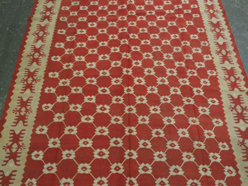 ANTIQUE PIROT SARKOY KILIM OF SCARCE LATTICE DESIGN SUPERB CONDITION CIRCA 1920 - ADDITIONAL PHOTO 3