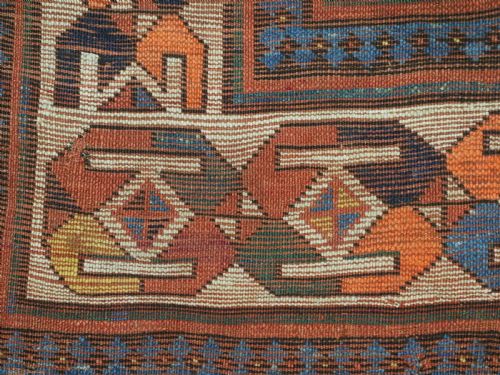 ANTIQUE CAUCASIAN MOGHAN KAZAK RUNNER WITH MEMLING GUL DESIGN CIRCA 1890 - ADDITIONAL PHOTO 12
