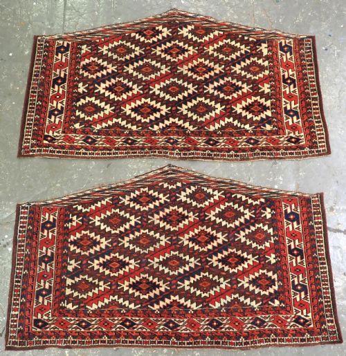 A Pair of Antique Yomut Turkmen Asmalyk, Tribal Dowry Weavings, 2nd Half 19th Cent.