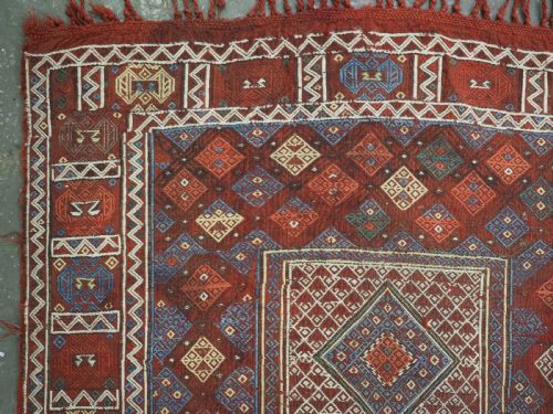 ANTIQUE SOUTH WEST CAUCASIAN BROCADED FLATWEAVE RUG OR VERNEH OR ZILI CIRCA 1890 - ADDITIONAL PHOTO 5