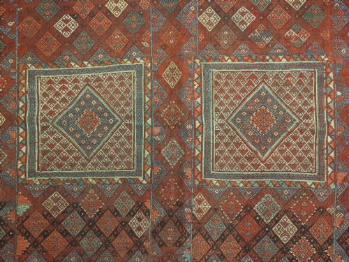 ANTIQUE SOUTH WEST CAUCASIAN BROCADED FLATWEAVE RUG OR VERNEH OR ZILI CIRCA 1890 - ADDITIONAL PHOTO 8