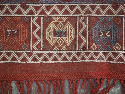 ANTIQUE SOUTH WEST CAUCASIAN BROCADED FLATWEAVE RUG OR VERNEH OR ZILI CIRCA 1890 - ADDITIONAL PHOTO 10