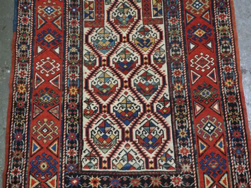 ANTIQUE CAUCASIAN GENDJE PRAYER RUG FLORAL LATTICE DESIGN CIRCA 1890 - ADDITIONAL PHOTO 3