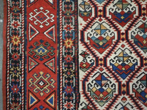 ANTIQUE CAUCASIAN GENDJE PRAYER RUG FLORAL LATTICE DESIGN CIRCA 1890 - ADDITIONAL PHOTO 6