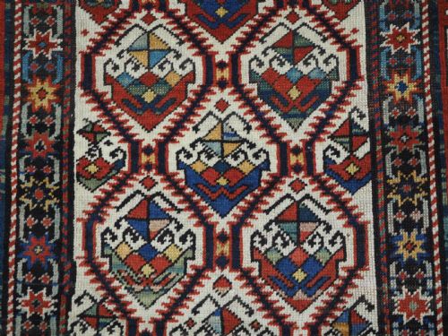 ANTIQUE CAUCASIAN GENDJE PRAYER RUG FLORAL LATTICE DESIGN CIRCA 1890 - ADDITIONAL PHOTO 8