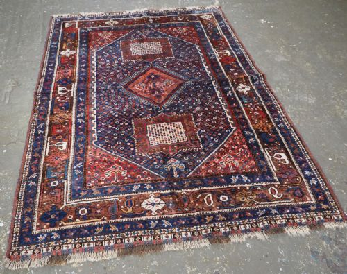 fig 1. ANTIQUE SHIRAZ KHAMSEH TRIBAL RUG, OUTSTANDING CONDITION, CIRCA 1920.