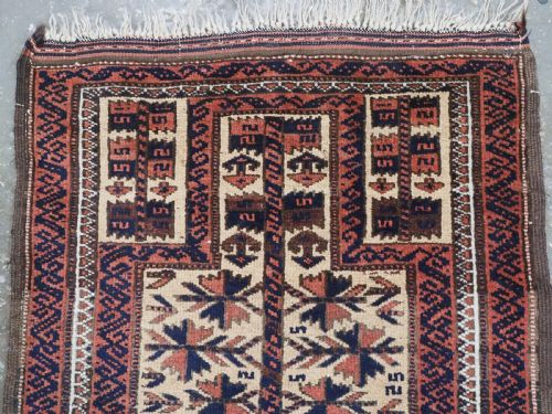 ANTIQUE BALUCH PRAYER RUG CAMEL GROUND WITH TREE OF LIFE SMALL SIZE CIRCA 1900 - ADDITIONAL PHOTO 2
