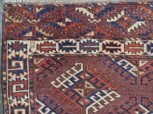 ANTIQUE YOMUT TURKMEN RUG WITH DARNYK GUL DESIGN CIRCA 1870 OR EARLIER - ADDITIONAL PHOTO 5