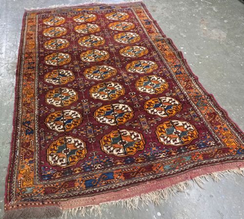 ANTIQUE QUCHAN KURD RUG WITH TURKMEN GUL DESIGN THICK PILE CIRCA 190020 - ADDITIONAL PHOTO 1