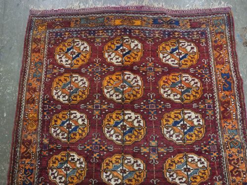 ANTIQUE QUCHAN KURD RUG WITH TURKMEN GUL DESIGN THICK PILE CIRCA 190020 - ADDITIONAL PHOTO 2