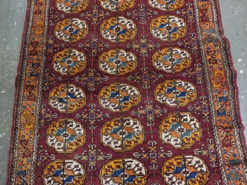 ANTIQUE QUCHAN KURD RUG WITH TURKMEN GUL DESIGN THICK PILE CIRCA 190020 - ADDITIONAL PHOTO 3