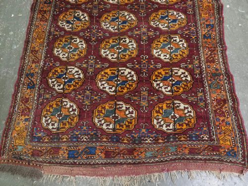 ANTIQUE QUCHAN KURD RUG WITH TURKMEN GUL DESIGN THICK PILE CIRCA 190020 - ADDITIONAL PHOTO 4