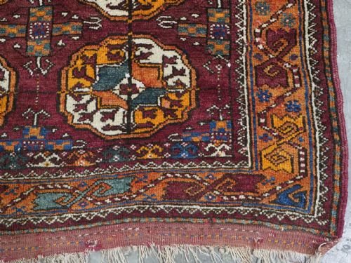 ANTIQUE QUCHAN KURD RUG WITH TURKMEN GUL DESIGN THICK PILE CIRCA 190020 - ADDITIONAL PHOTO 9