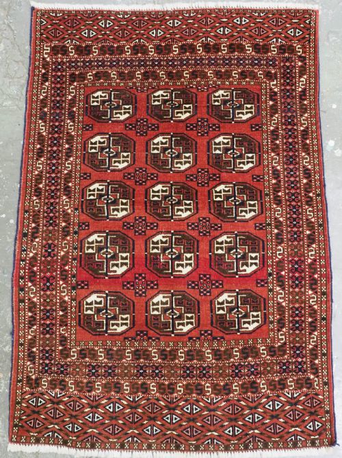 Antique Yomut Turkmen Rug of Small Size, Excellent Condition, Circa 1920.