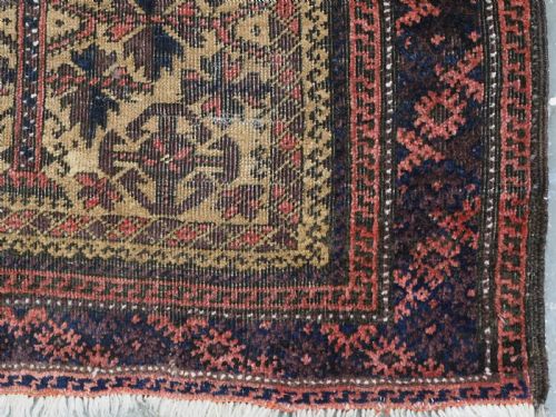 ANTIQUE BALUCH TIMURI PRAYER RUG CAMEL GROUND WITH TREE OF LIFE CIRCA 1900 - ADDITIONAL PHOTO 10