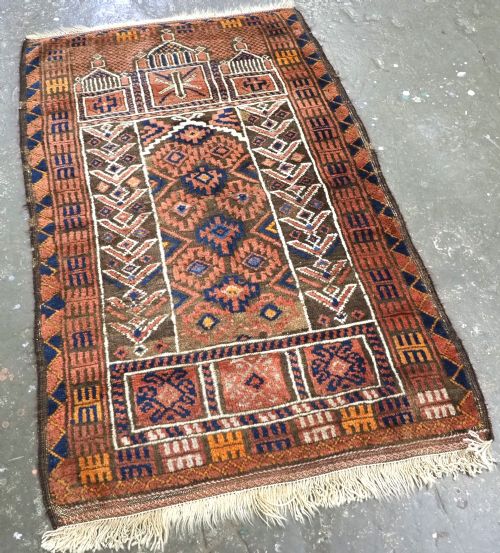 ANTIQUE AFGHAN TAIMANI SISTAN BALUCH 'SEH MIHRAB' PRAYER RUG GREAT WOOL CIRCA 1900 - ADDITIONAL PHOTO 1