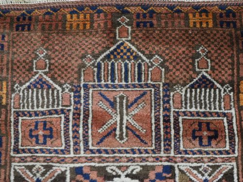 ANTIQUE AFGHAN TAIMANI SISTAN BALUCH 'SEH MIHRAB' PRAYER RUG GREAT WOOL CIRCA 1900 - ADDITIONAL PHOTO 7