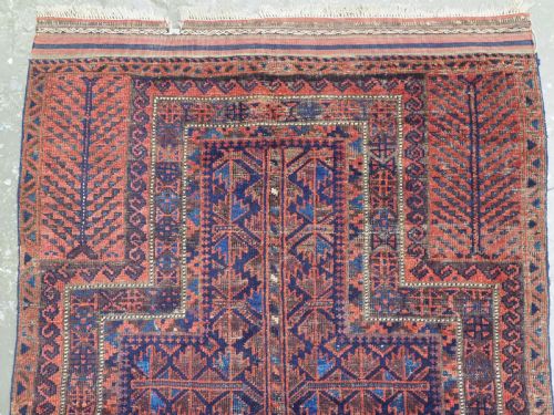 ANTIQUE BLUE GROUND TIMURI BALUCH PRAYER RUG CIRCA 1880 OR EARLIER - ADDITIONAL PHOTO 2