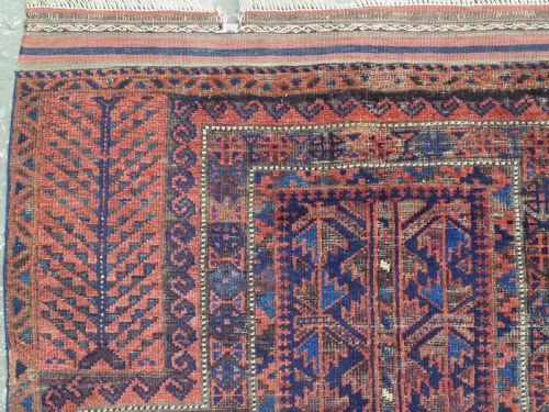 ANTIQUE BLUE GROUND TIMURI BALUCH PRAYER RUG CIRCA 1880 OR EARLIER - ADDITIONAL PHOTO 5