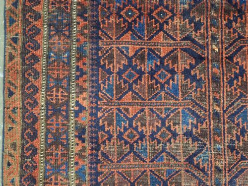 ANTIQUE BLUE GROUND TIMURI BALUCH PRAYER RUG CIRCA 1880 OR EARLIER - ADDITIONAL PHOTO 6