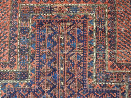 ANTIQUE BLUE GROUND TIMURI BALUCH PRAYER RUG CIRCA 1880 OR EARLIER - ADDITIONAL PHOTO 7