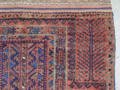 ANTIQUE BLUE GROUND TIMURI BALUCH PRAYER RUG CIRCA 1880 OR EARLIER - ADDITIONAL PHOTO 8