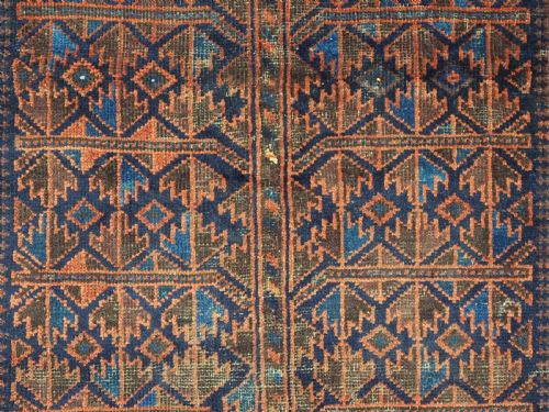 ANTIQUE BLUE GROUND TIMURI BALUCH PRAYER RUG CIRCA 1880 OR EARLIER - ADDITIONAL PHOTO 9