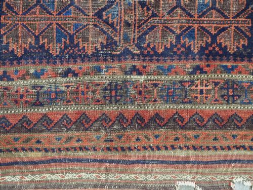 ANTIQUE BLUE GROUND TIMURI BALUCH PRAYER RUG CIRCA 1880 OR EARLIER - ADDITIONAL PHOTO 10