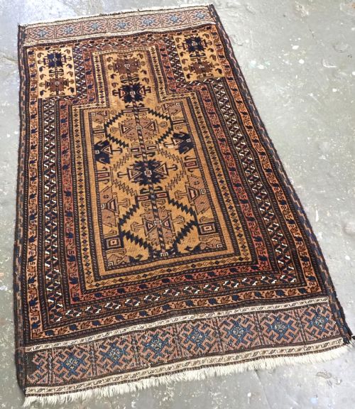 fig 1. ANTIQUE CAMEL GROUND PRAYER RUG BY THE TIMURI TRIBES, WESTERN AFGHANISTAN, CIRCA 1880.