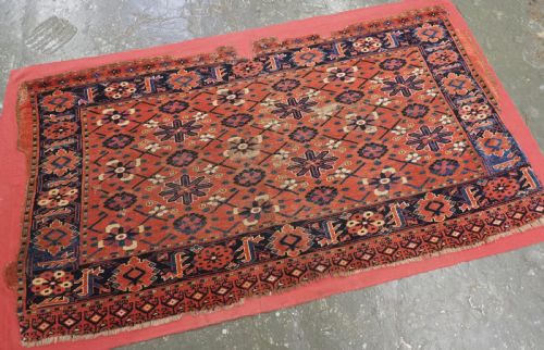 fig 1. ANTIQUE BESHIR TURKMEN CHUVAL WITH MINA KHANI DESIGN, MID 19TH CENTURY.