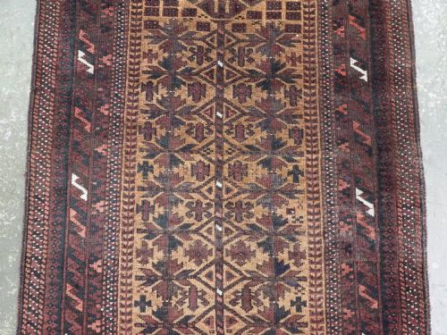 ANTIQUE BALUCH TIMURI PRAYER RUG CAMEL GROUND WITH TREE OF LIFE CIRCA 1900 - ADDITIONAL PHOTO 3