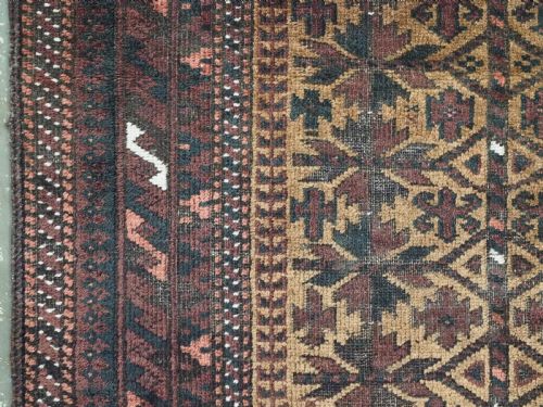 ANTIQUE BALUCH TIMURI PRAYER RUG CAMEL GROUND WITH TREE OF LIFE CIRCA 1900 - ADDITIONAL PHOTO 6