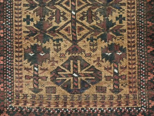 ANTIQUE BALUCH TIMURI PRAYER RUG CAMEL GROUND WITH TREE OF LIFE CIRCA 1900 - ADDITIONAL PHOTO 8