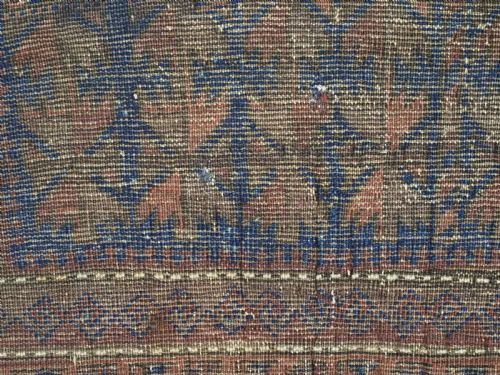 ANTIQUE TIMURI BALUCH PRAYER RUG BLUE GROUND WITH REPEAT LEAF DESIGN CIRCA 1880 - ADDITIONAL PHOTO 10