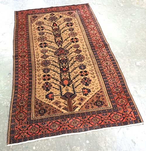 ANTIQUE BALUCH FERDOWS REGION RUG CAMEL GROUND TREE DESIGN LATE 19TH CENTURY - ADDITIONAL PHOTO 1