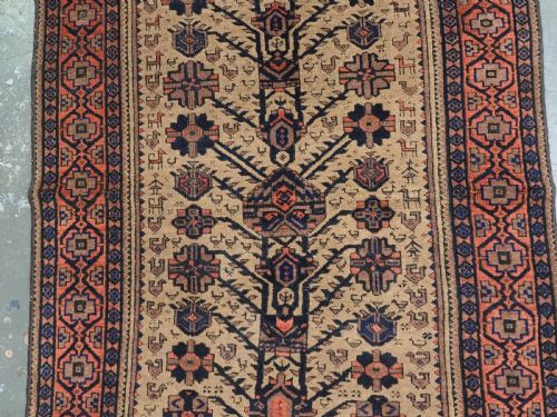 ANTIQUE BALUCH FERDOWS REGION RUG CAMEL GROUND TREE DESIGN LATE 19TH CENTURY - ADDITIONAL PHOTO 3
