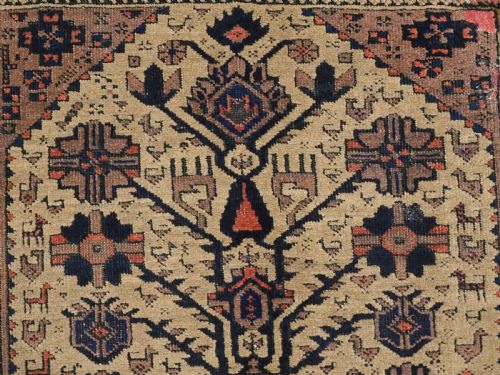 ANTIQUE BALUCH FERDOWS REGION RUG CAMEL GROUND TREE DESIGN LATE 19TH CENTURY - ADDITIONAL PHOTO 7